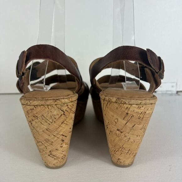 Born Sandals Womens Size 9 40 Emmy Quarter Brown Leather Wedge Platform Shoe - Picture 10 of 11